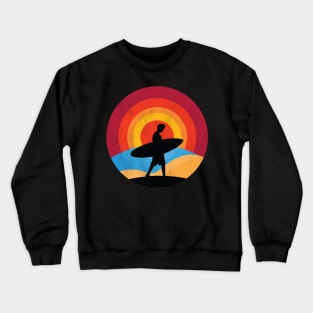 Vintage Sunset Surfing Gift For Surfers Crewneck Sweatshirt